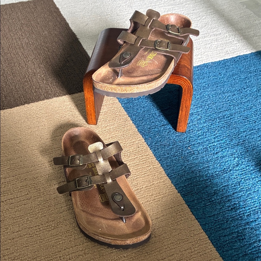 Birkenstock Brown Leather Sandals with Buckles